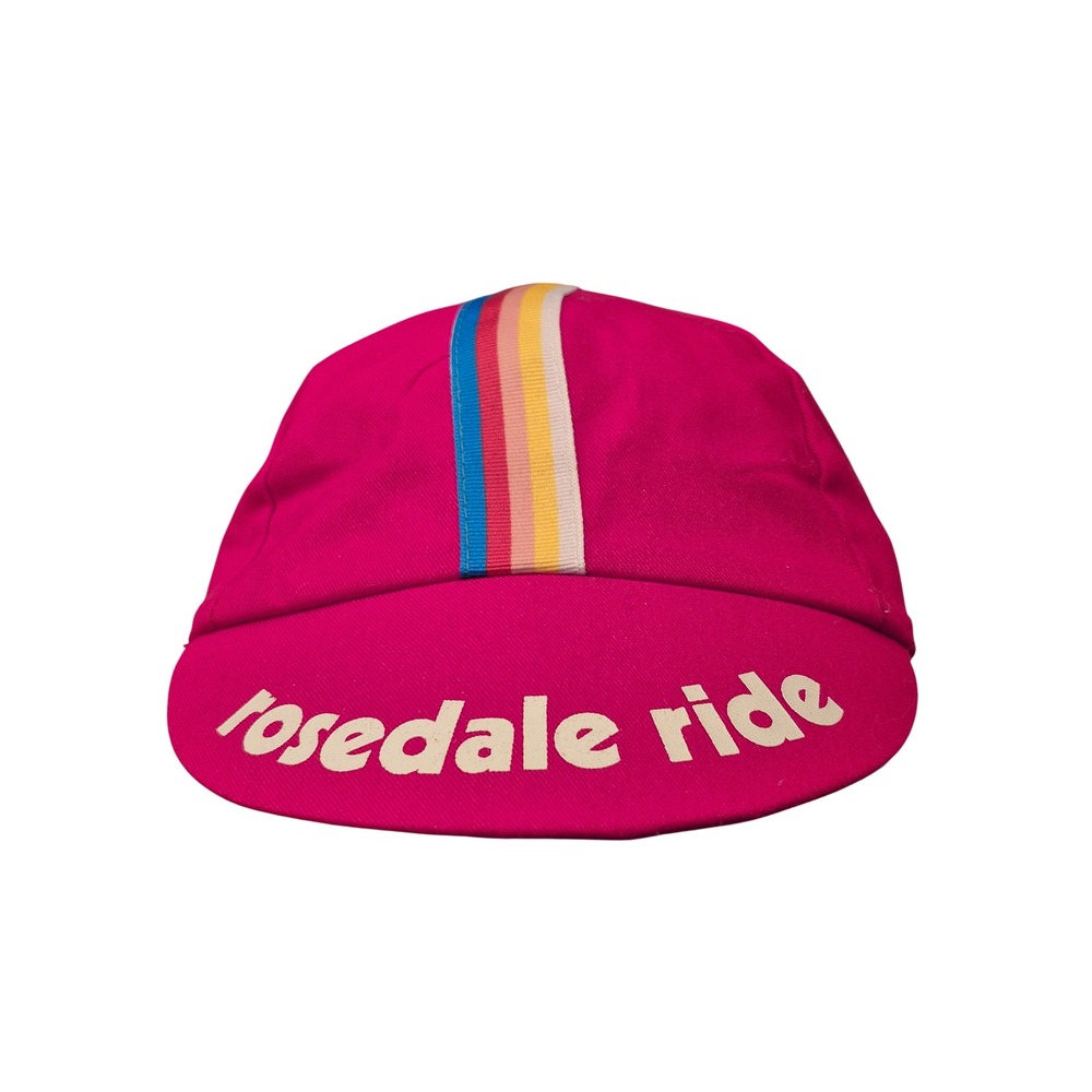 Rosedale Ride Cycling Cap Red Multi Stripe Bicycle Hat Made in USA Mens OSFM
